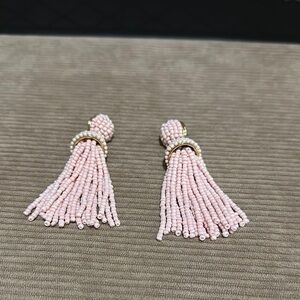 BaubleBar Pink Tassel Earrings with Beaded Fringe